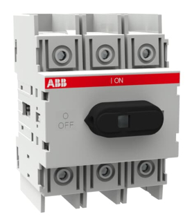 Vypínač otočný ABB-OT na DIN 125A/3P s klikou, bílý uzamykatelný