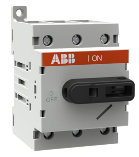 Vypínač otočný ABB-OT na DIN  80A/3P s klikou, bílý uzamykatelný